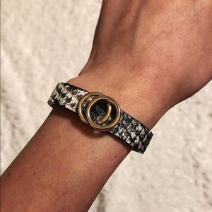 gold and snakeskin faux leather bracelet